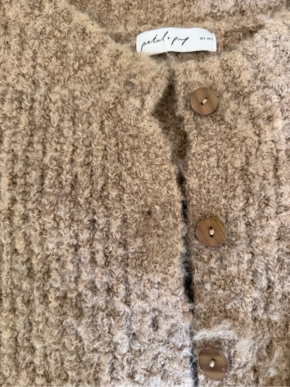 Petal & Pup Albertine Cardigan Sweater Latte Brown Color Button Down - Picture 9 of 13